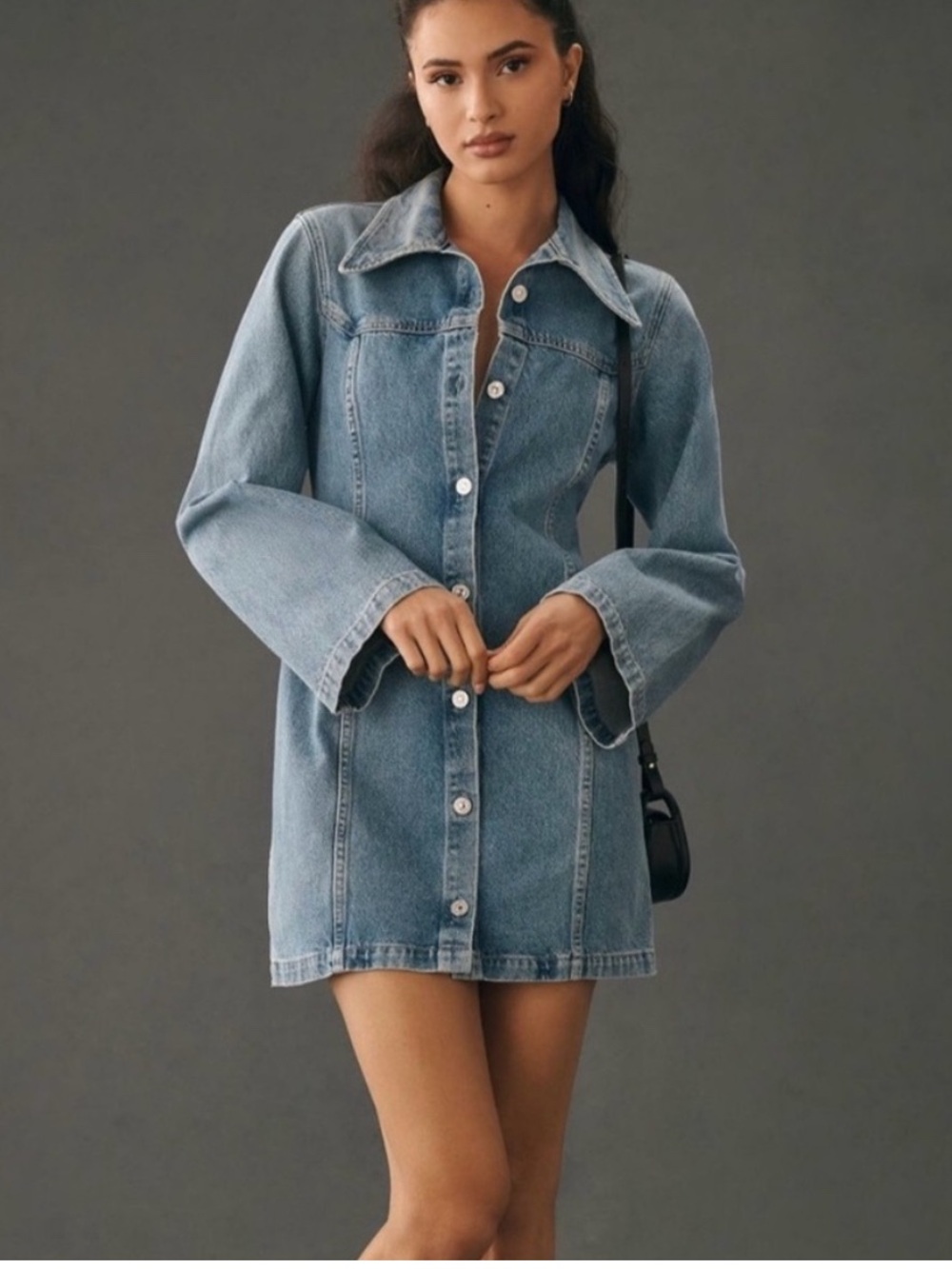 Citizens Of Humanity Light Blue Denim Button-Front Mini Dress